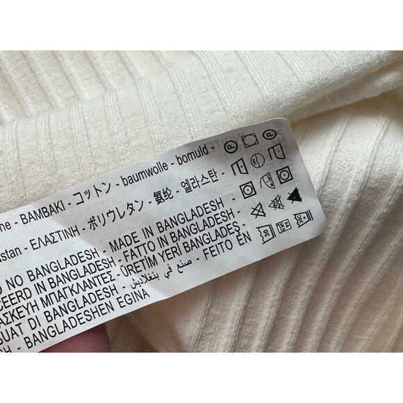 ZARA creamy white long sleeves square neck ribbed sweater size M - Picture 4 of 11